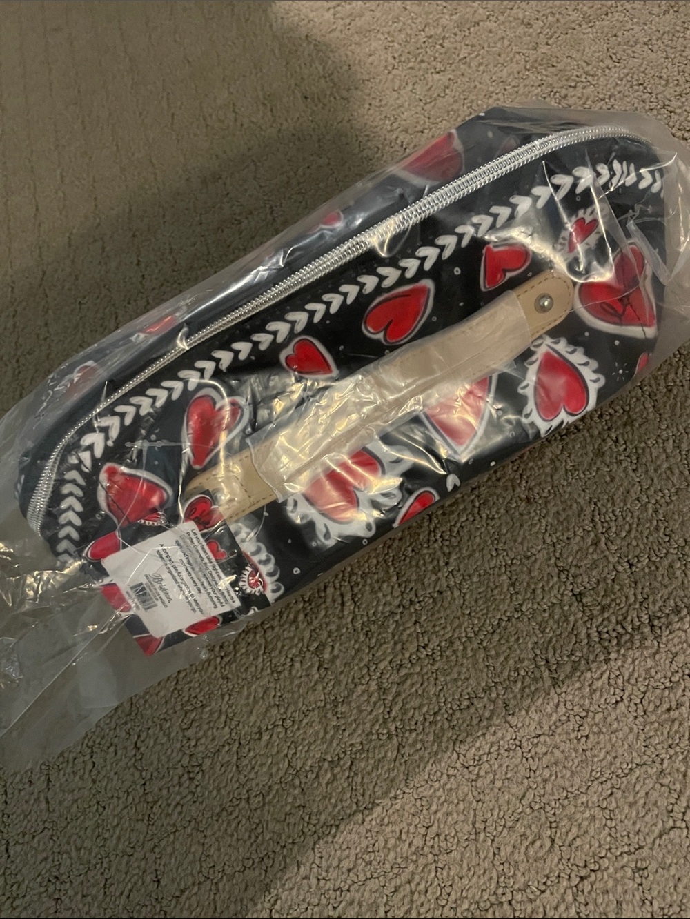 Brighton Black Cosmetic Case with Red Heart Print - Picture 3 of 13